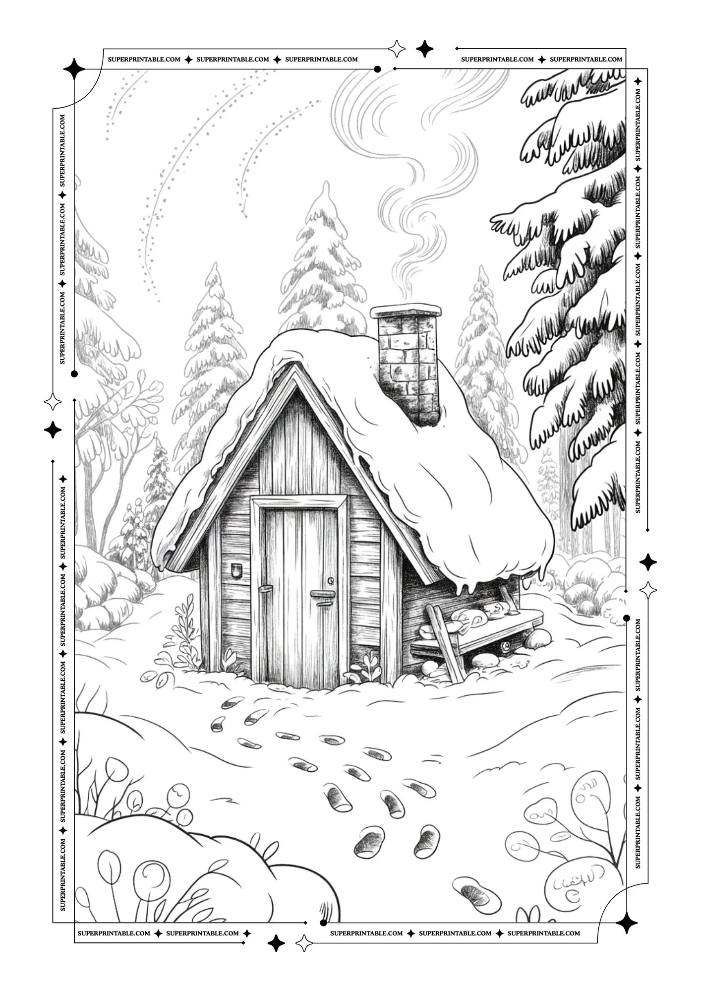 New Year From The Cabin in The Wood Coloring Sheets 9