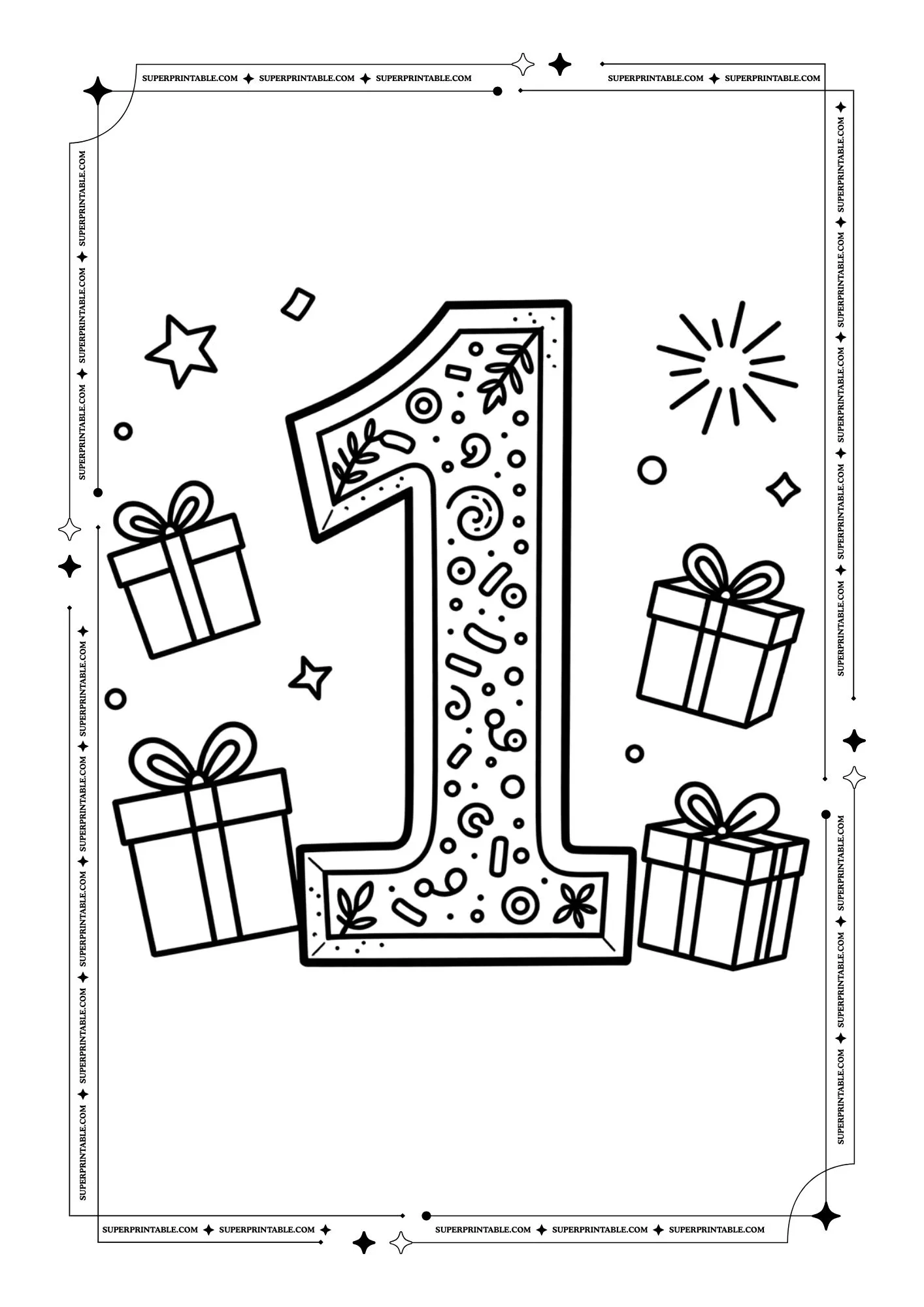 New Year Numbers Coloring Pages 2