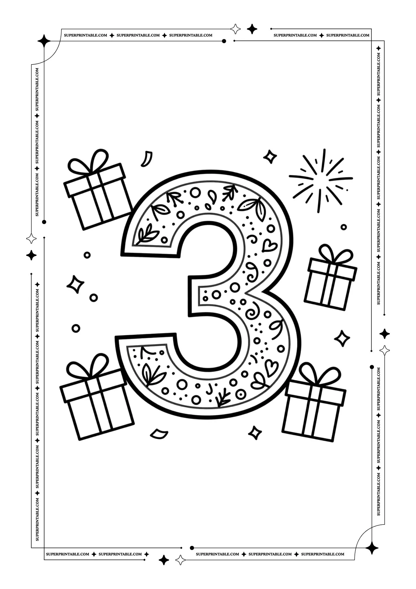 New Year Numbers Coloring Pages 4