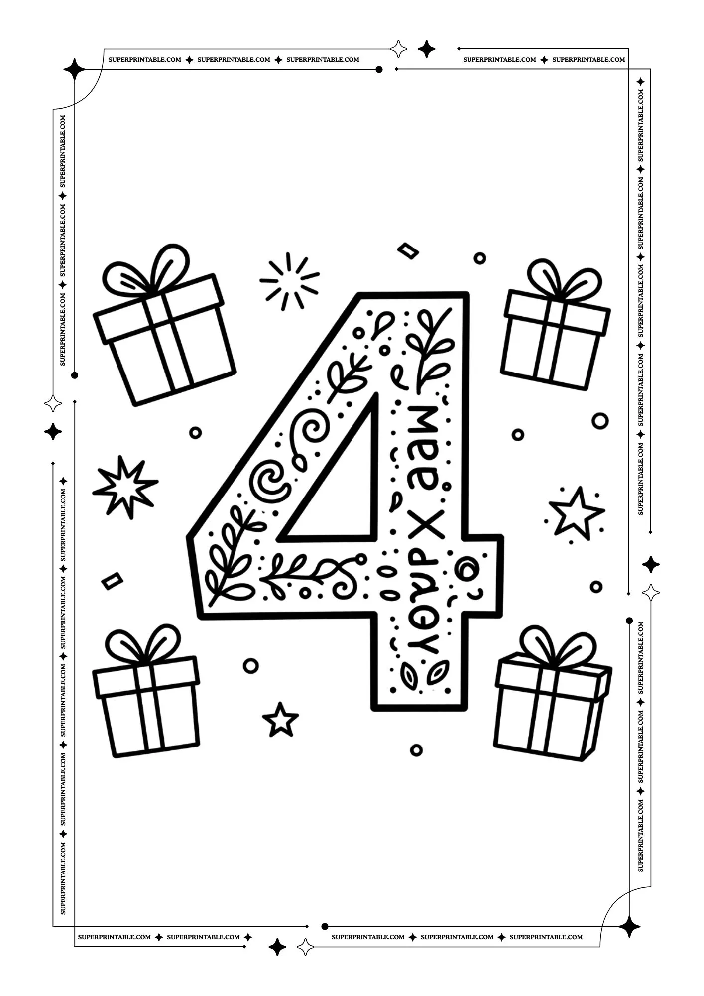 New Year Numbers Coloring Pages 5