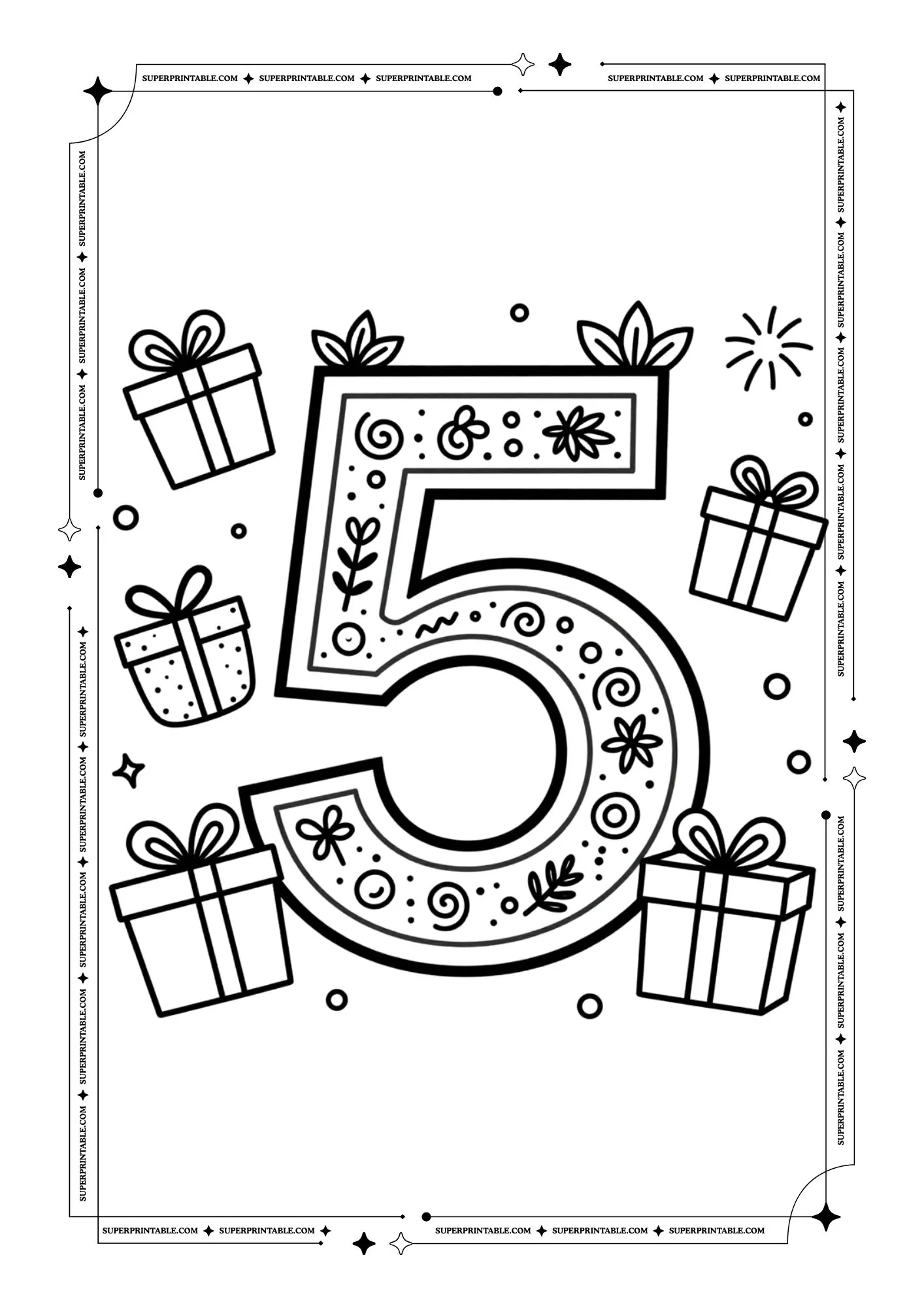 New Year Numbers Coloring Pages 6
