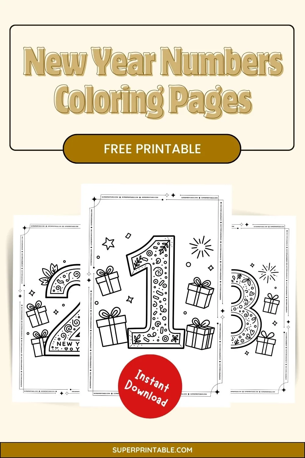 New Year Numbers Coloring Pages Pinterest Image