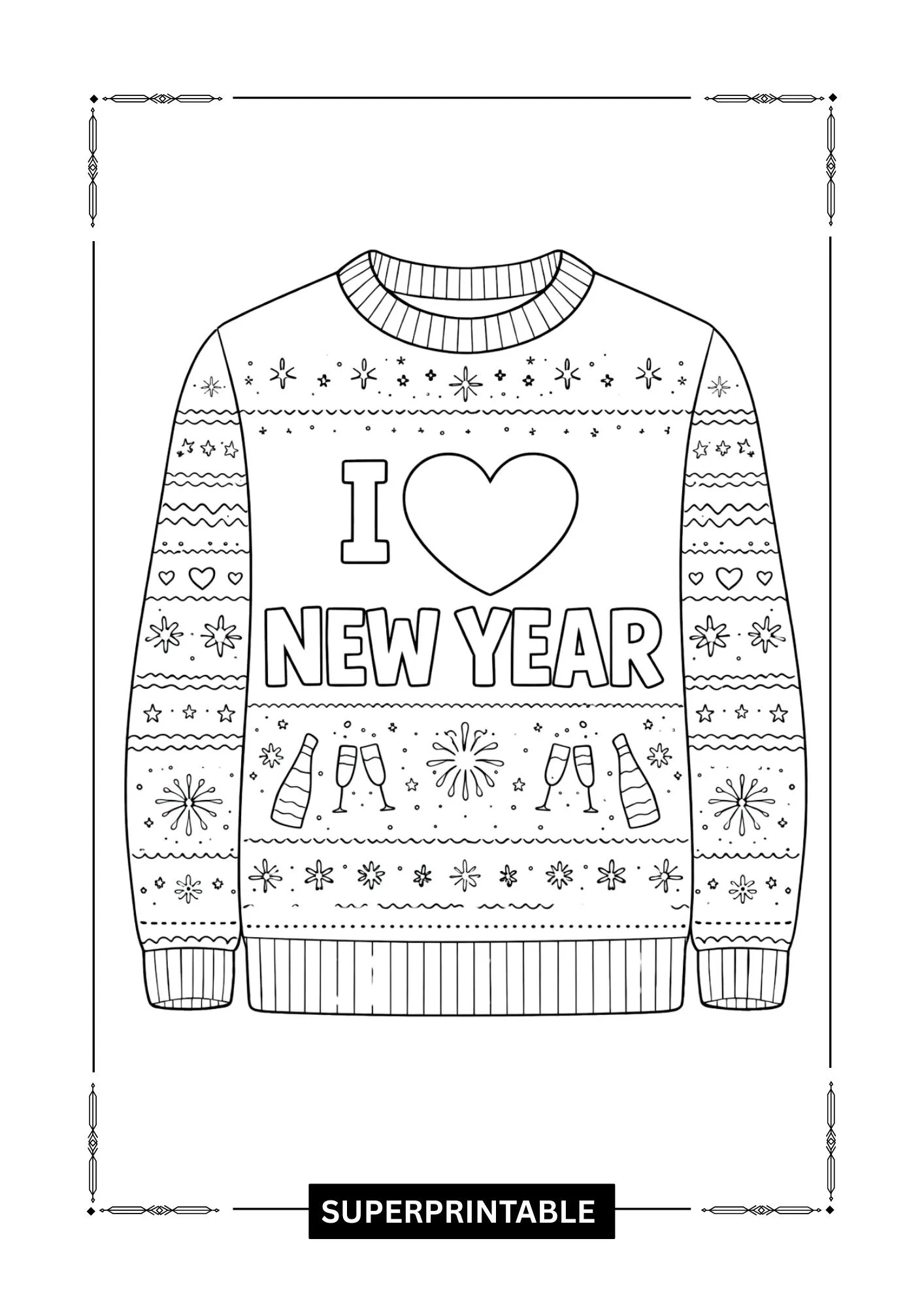 New Year Sweater Coloring Pages 1