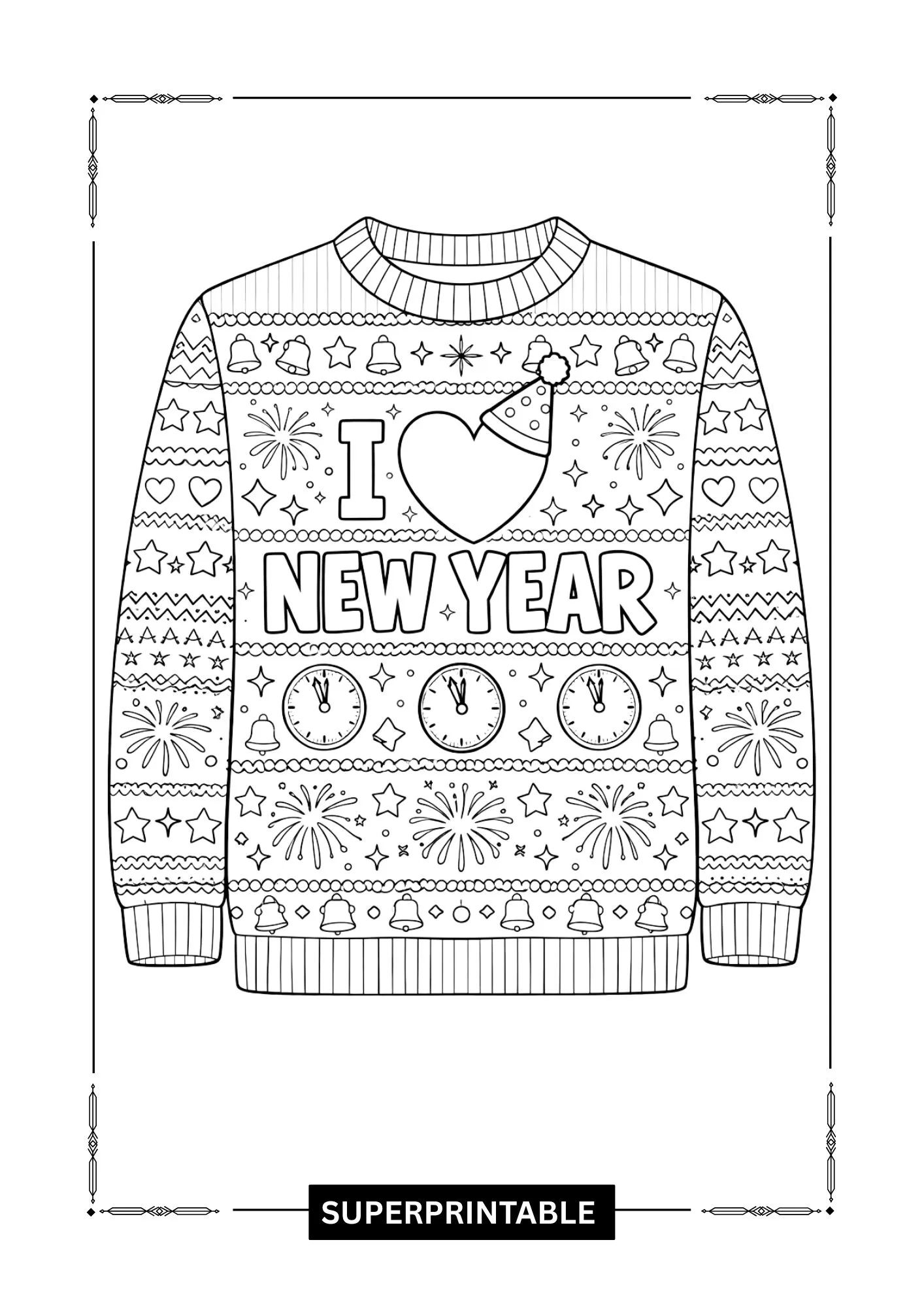 New Year Sweater Coloring Pages 3