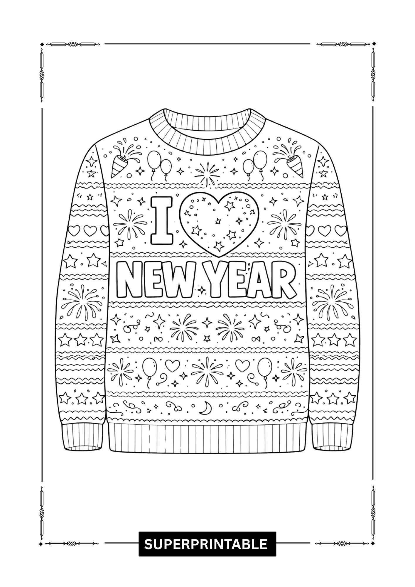 New Year Sweater Coloring Pages 4