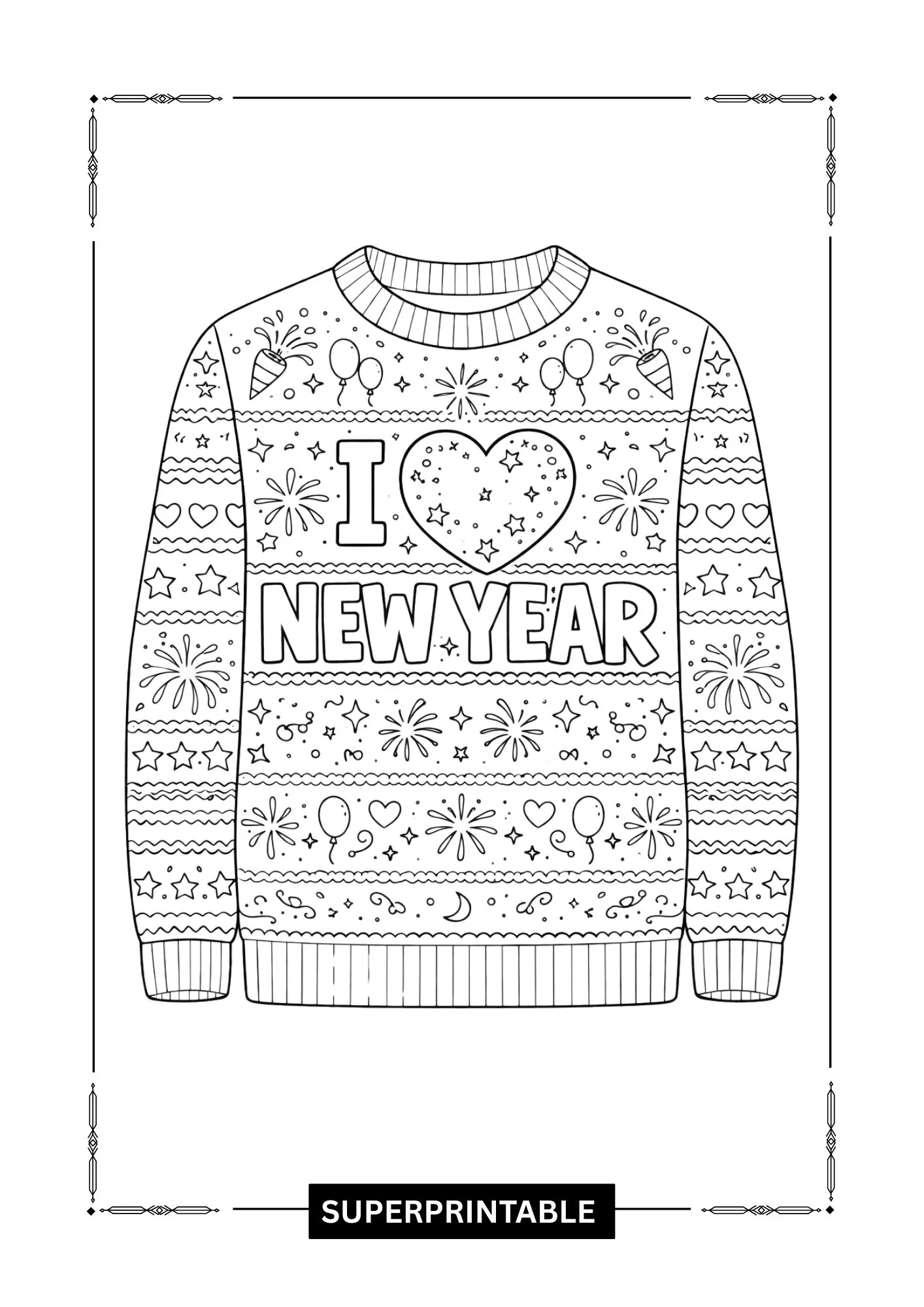 New Year Sweater Coloring Pages 5