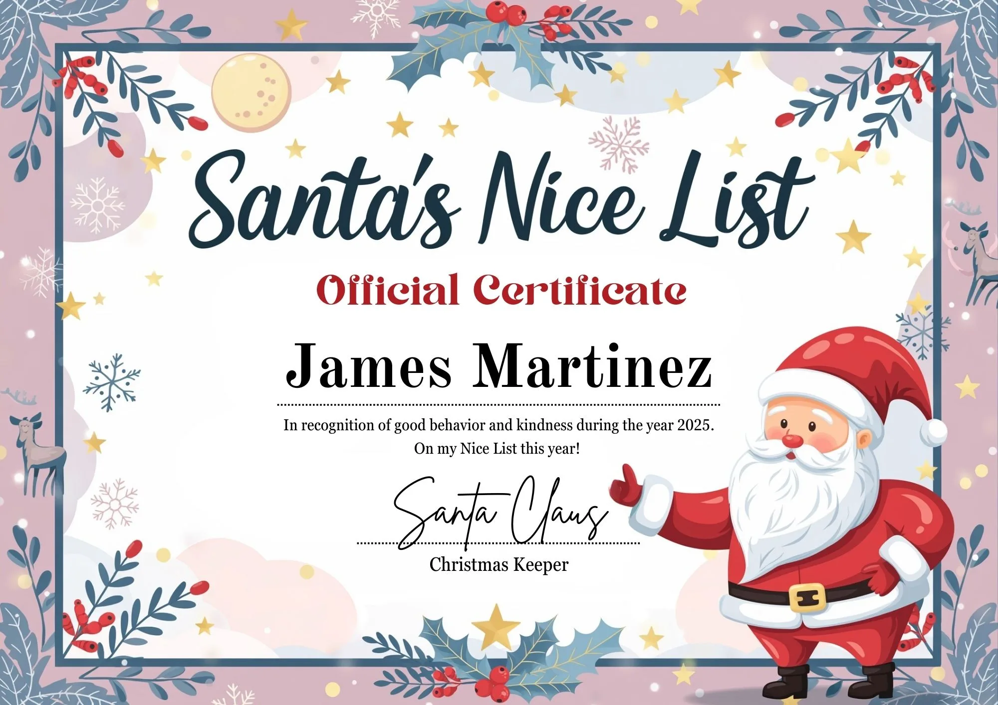 Official Nice List Certificate 3