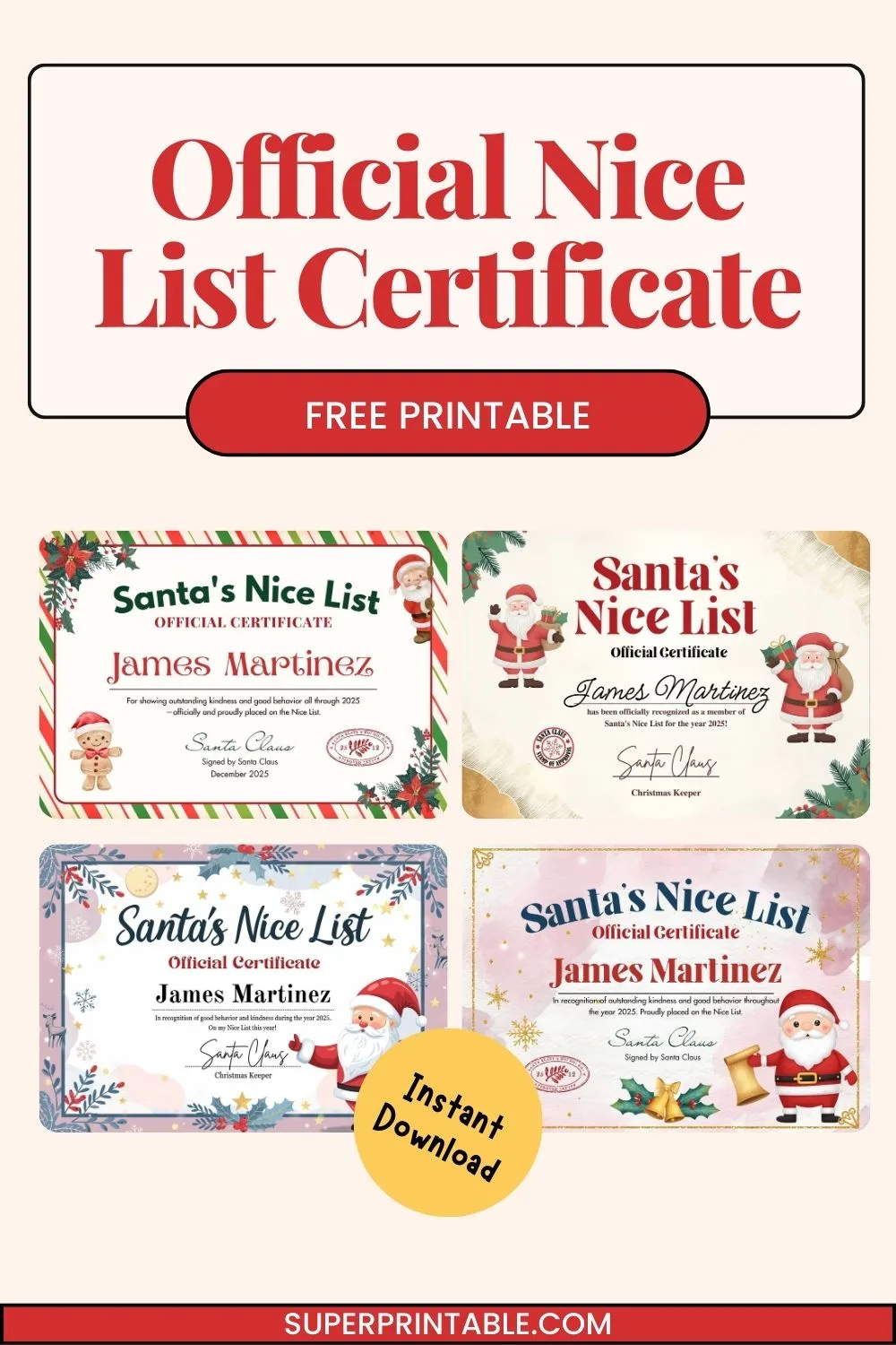 Official Nice List Certificate Pinterest Image