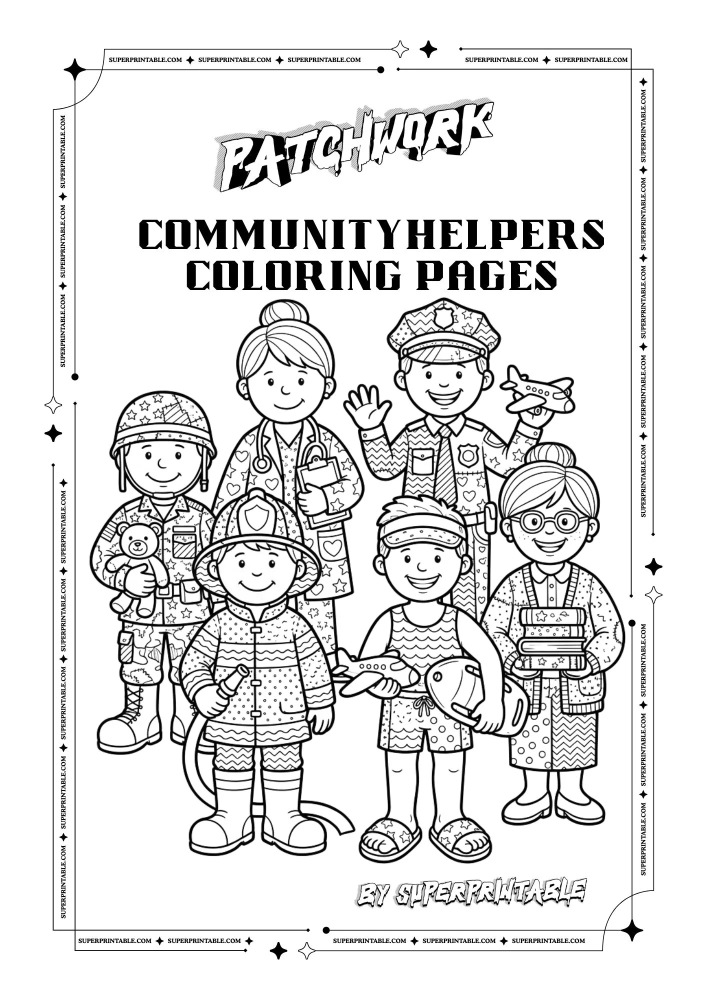 Patchwork Community Helpers Coloring Pages 1