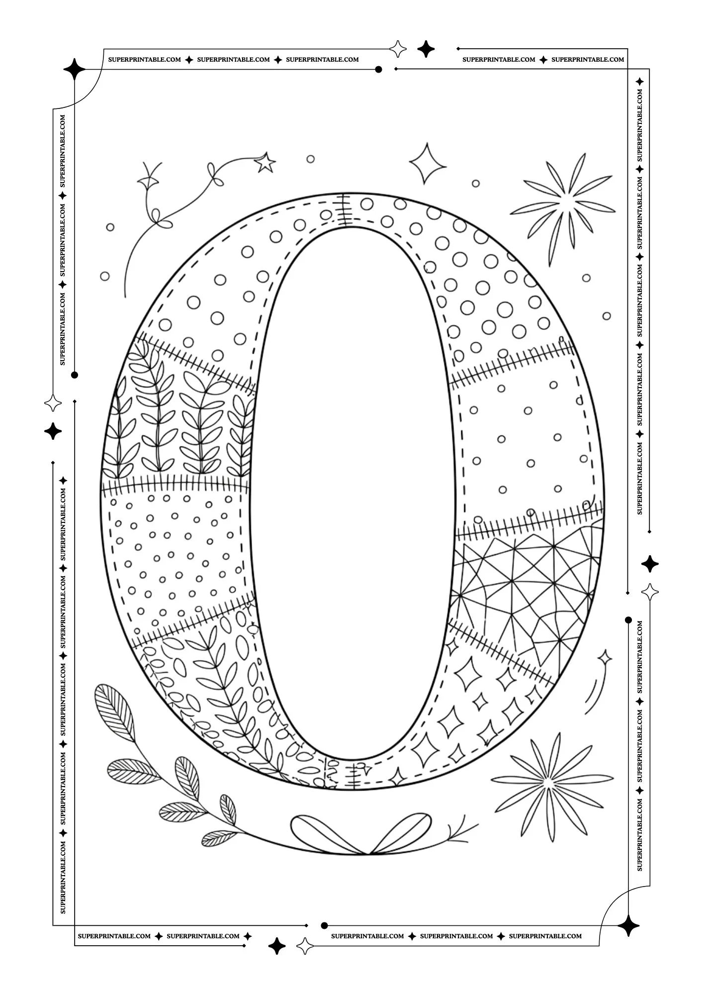 Patchwork New Year Numbers Coloring Pages 1