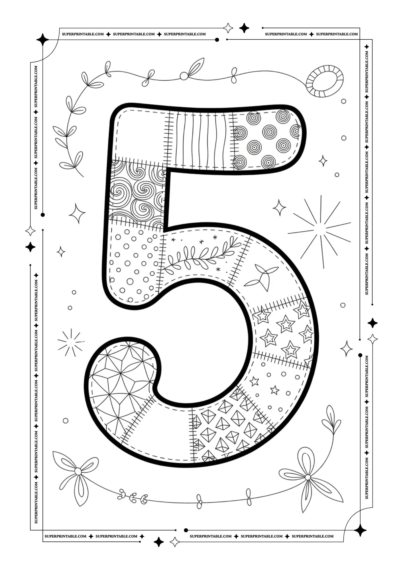 Patchwork New Year Numbers Coloring Pages 6