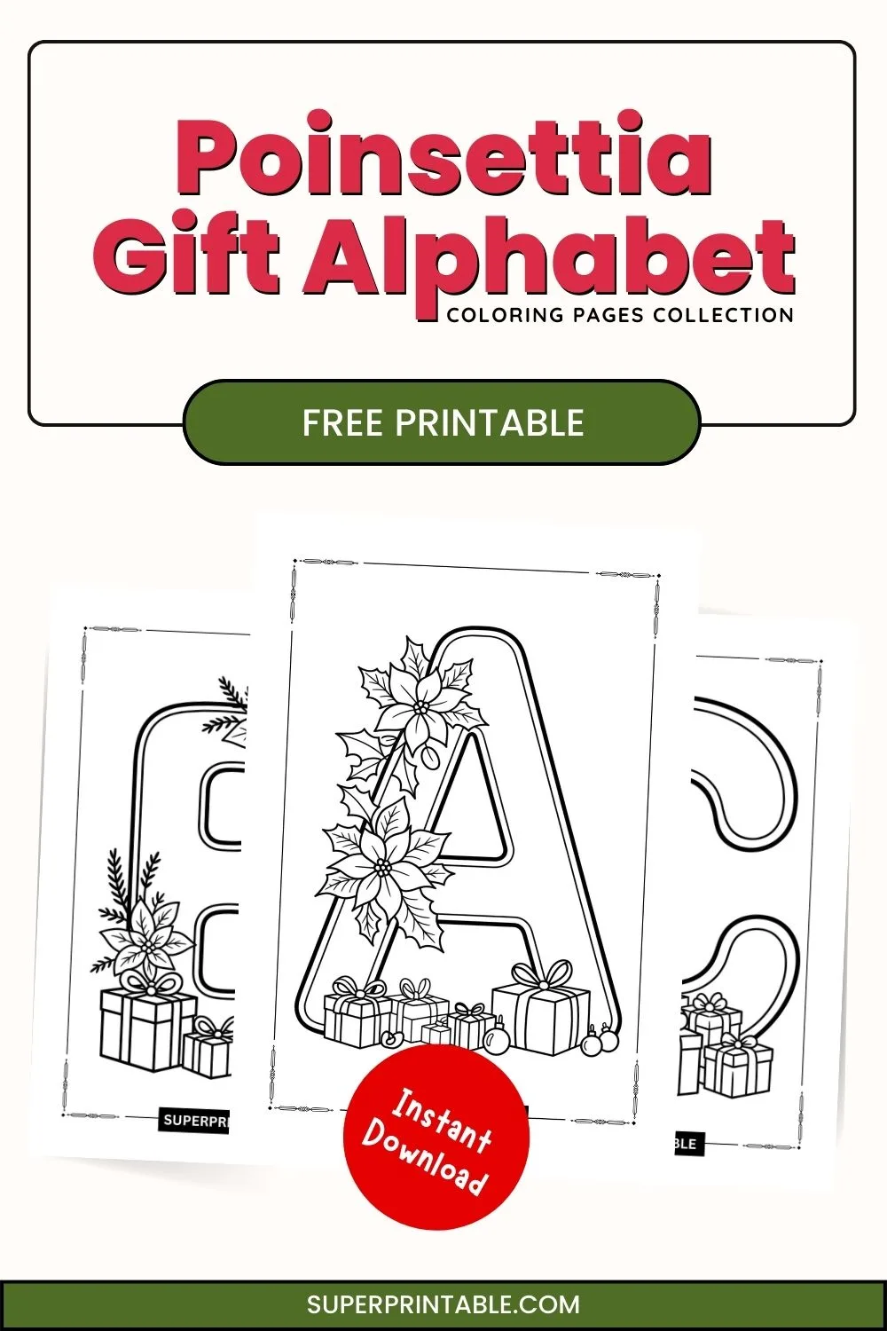 Poinsettia Gift Alphabet Coloring Pages Pinterest Image