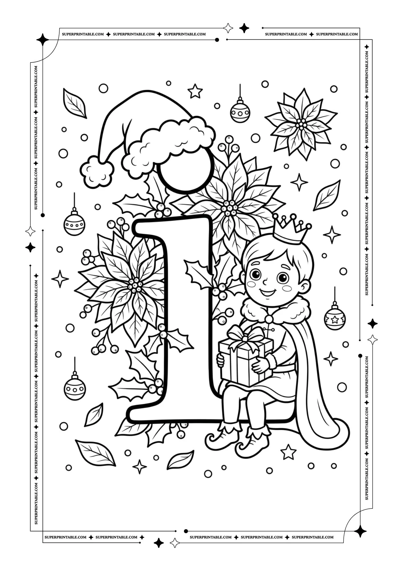 Poinsettia Prince Christmas Lowercase Alphabet Coloring Pages 9