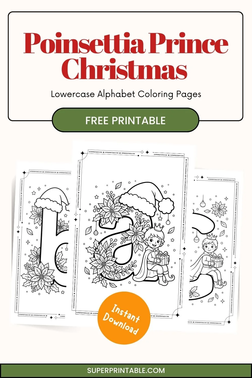 Poinsettia Prince Christmas Lowercase Alphabet Coloring Pages Pinterest Image