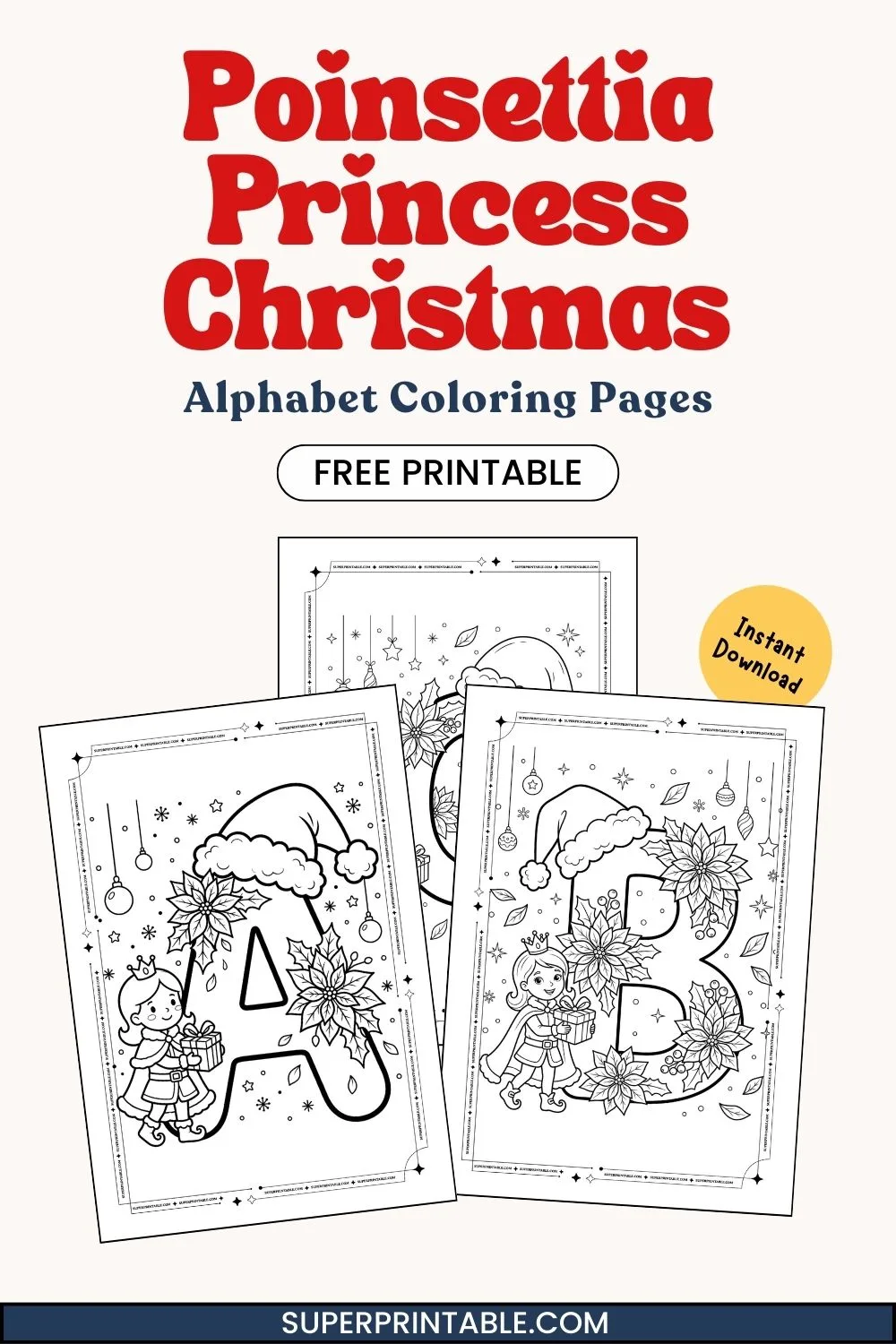 Poinsettia Princess Christmas Alphabet Coloring Pages Pinterest Image