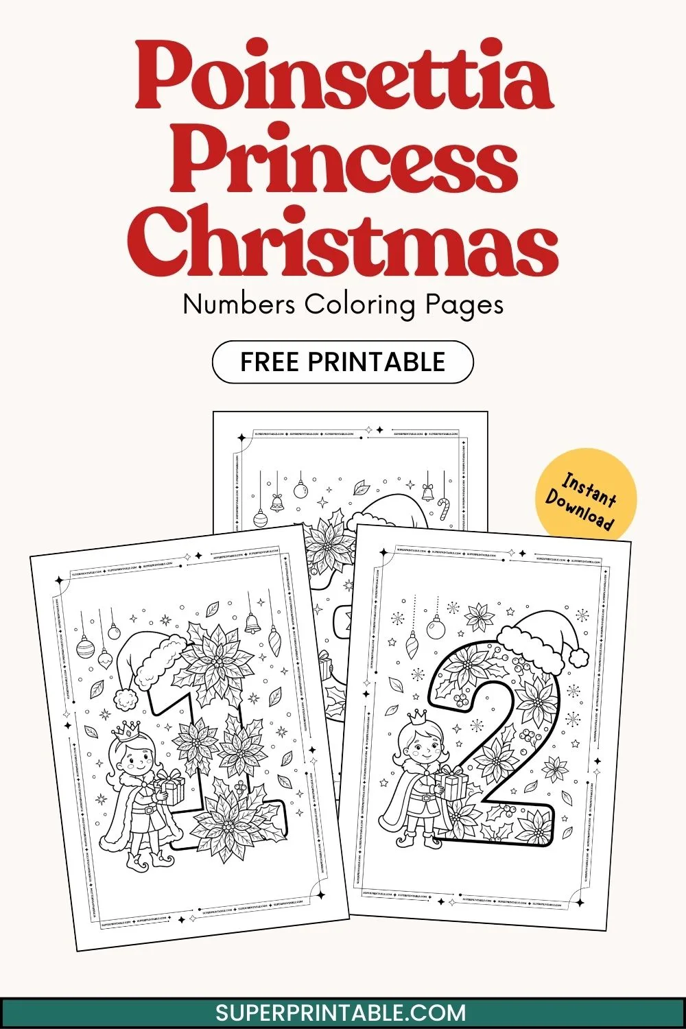 Poinsettia Princess Christmas Numbers Coloring Pages Pinterest Image