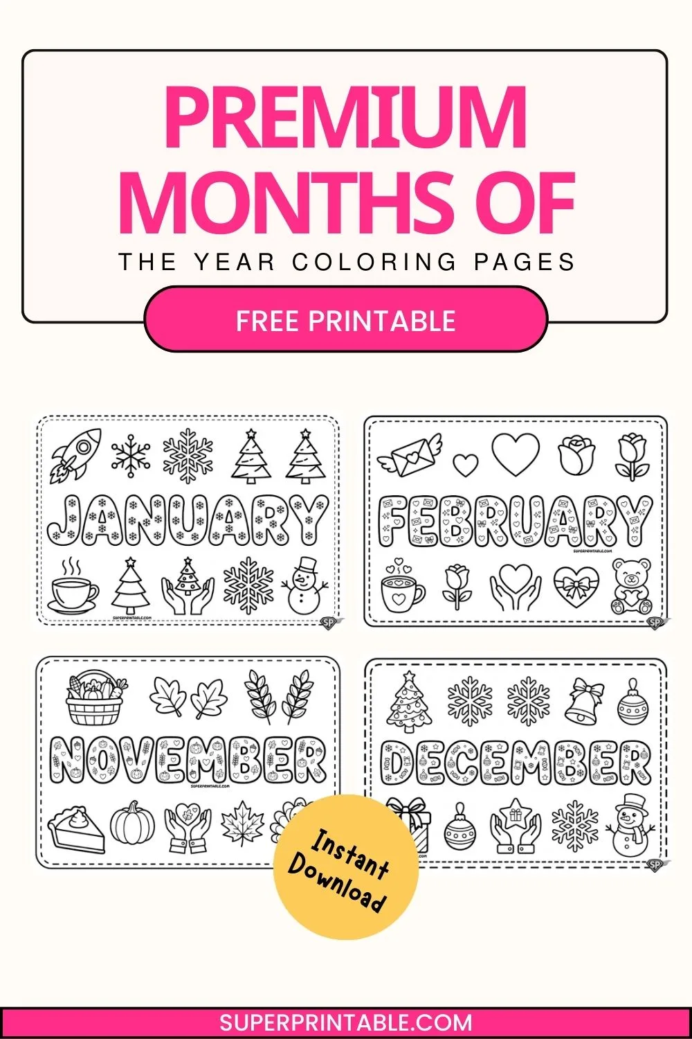 Premium Months of the Year Coloring Pages Pinterest Image
