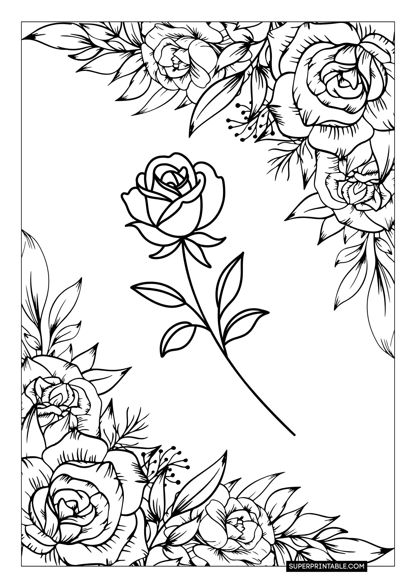 Rose Coloring Pages 3