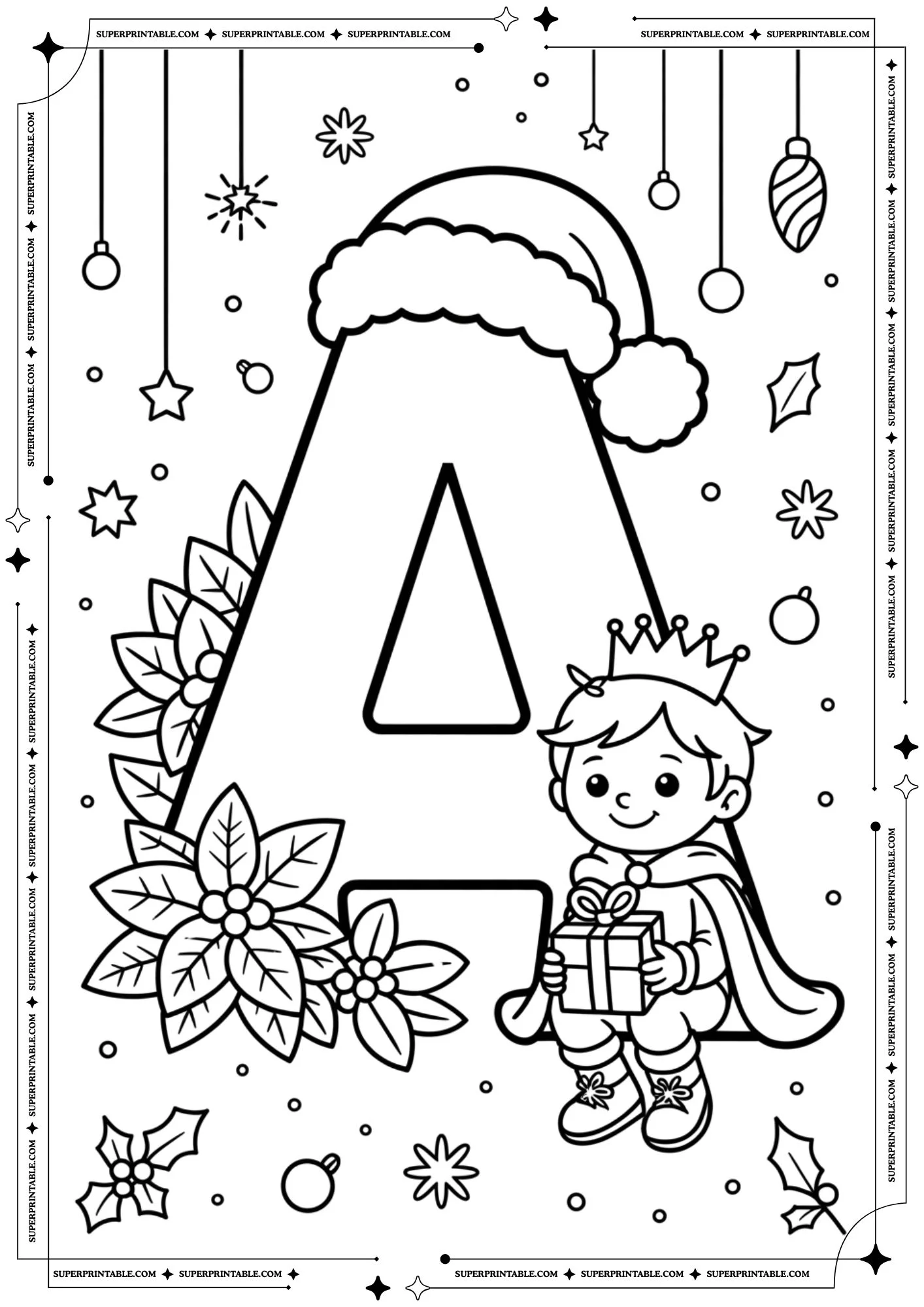 Royal Poinsettia Prince Letters Coloring Pages 1