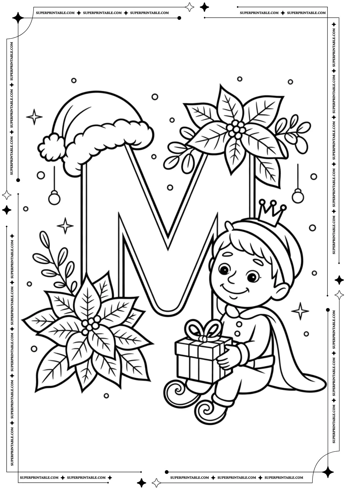 Royal Poinsettia Prince Letters Coloring Pages 13