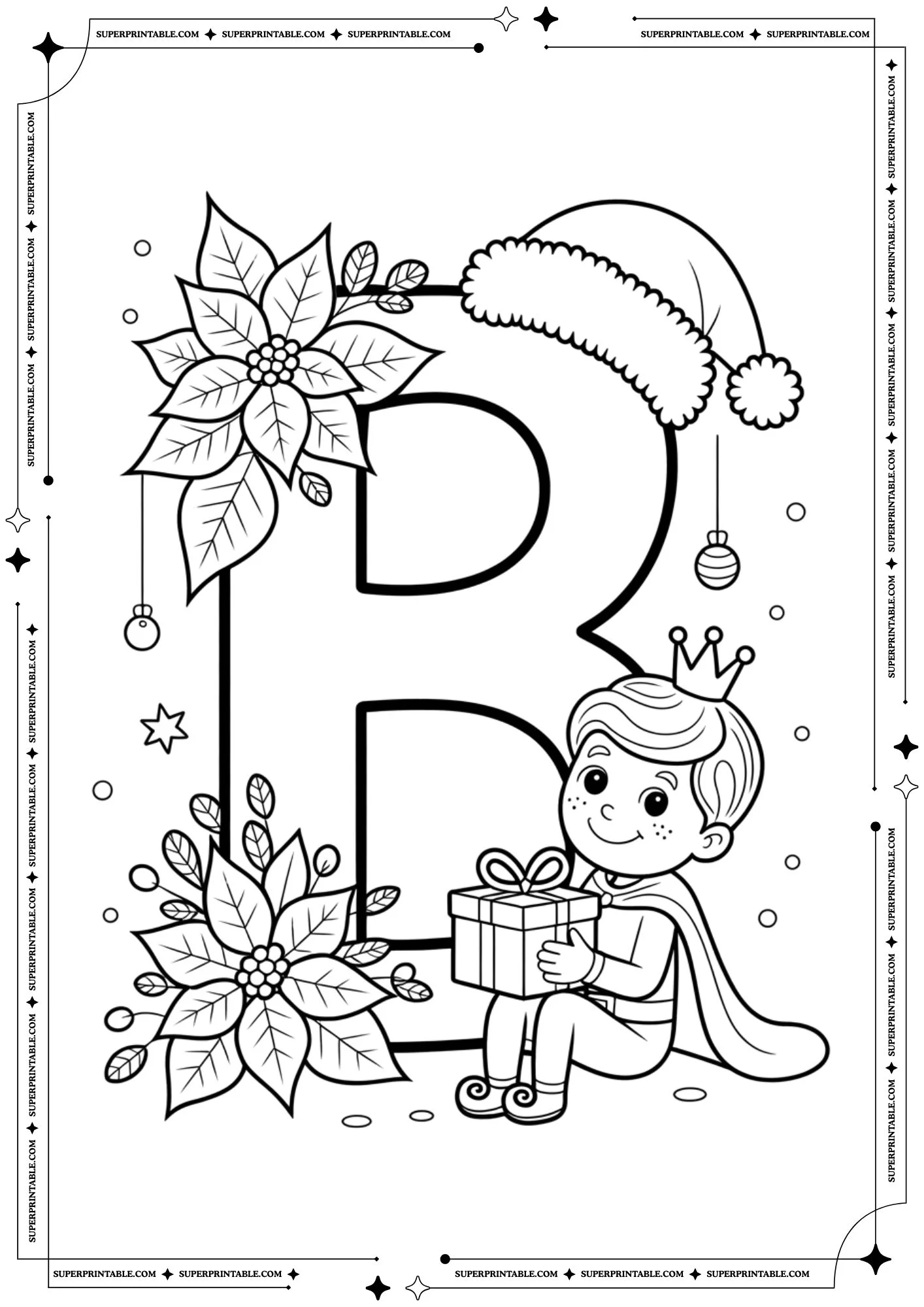 Royal Poinsettia Prince Letters Coloring Pages 2