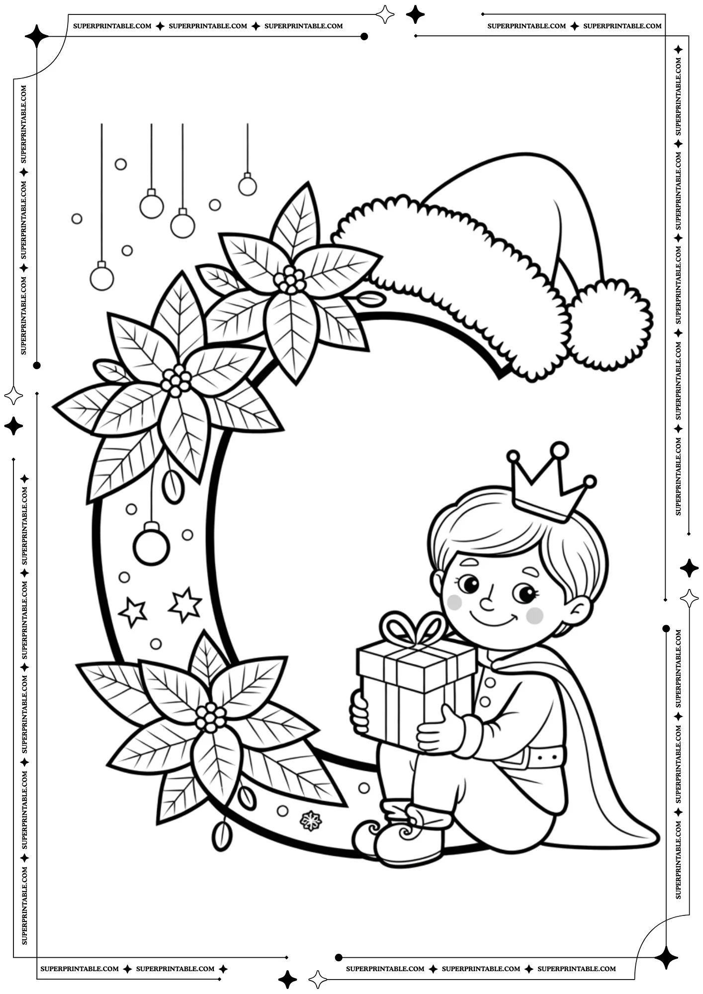 Royal Poinsettia Prince Letters Coloring Pages 3