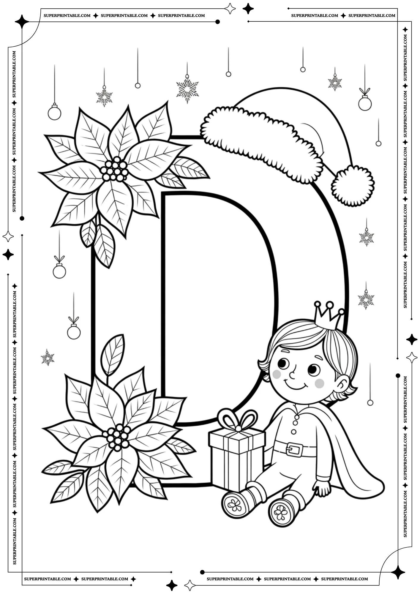 Royal Poinsettia Prince Letters Coloring Pages 4