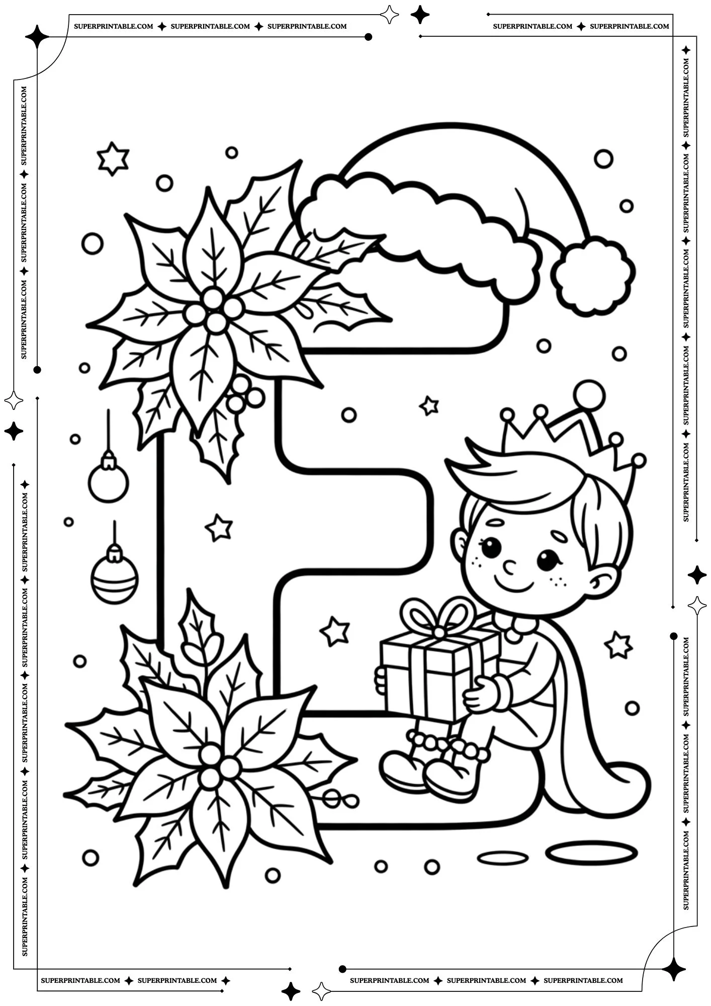 Royal Poinsettia Prince Letters Coloring Pages 5
