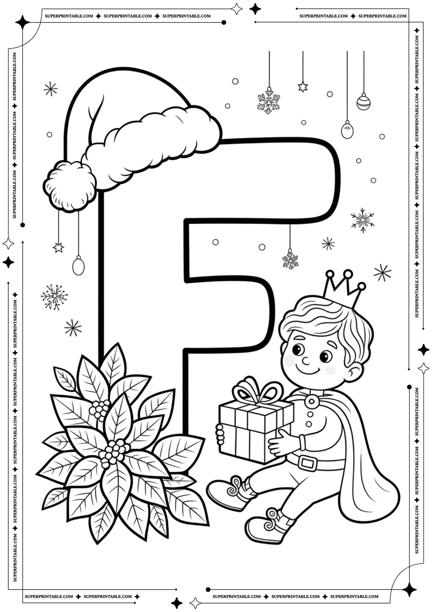 Royal Poinsettia Prince Letters Coloring Pages 6