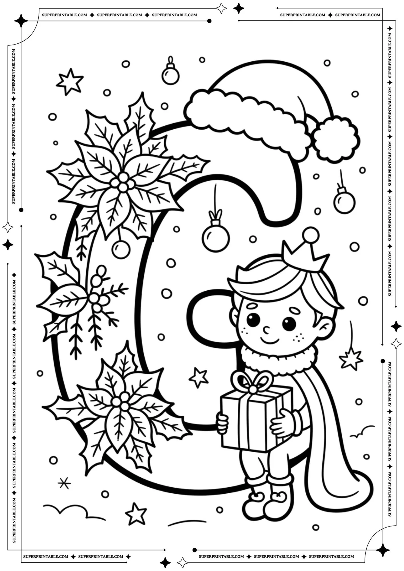Royal Poinsettia Prince Letters Coloring Pages 7