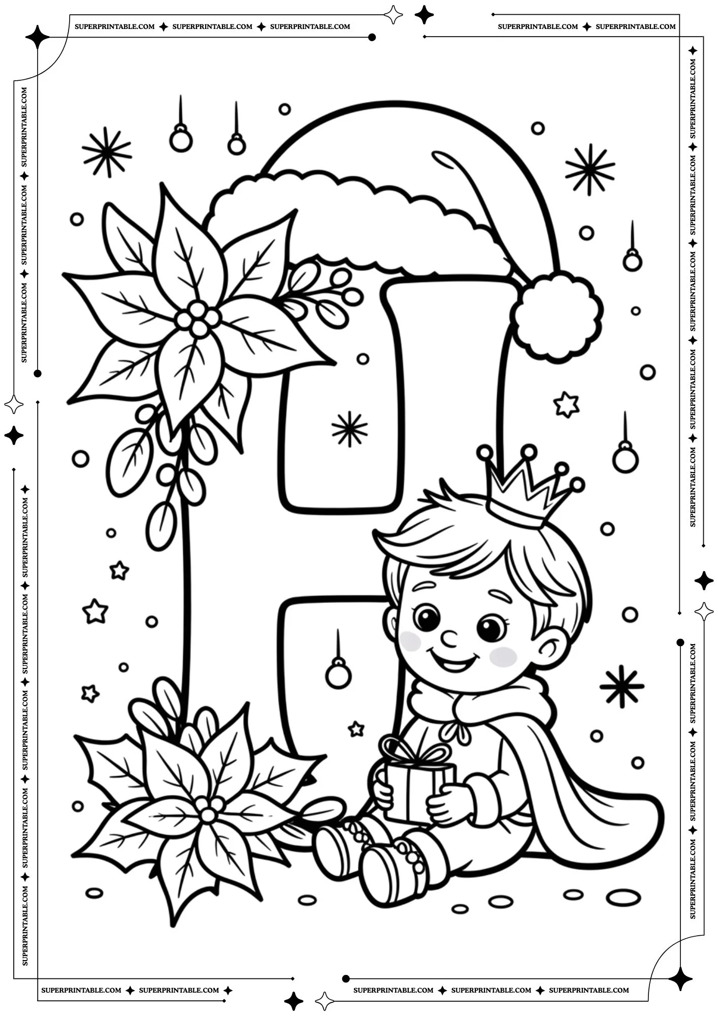 Royal Poinsettia Prince Letters Coloring Pages 8
