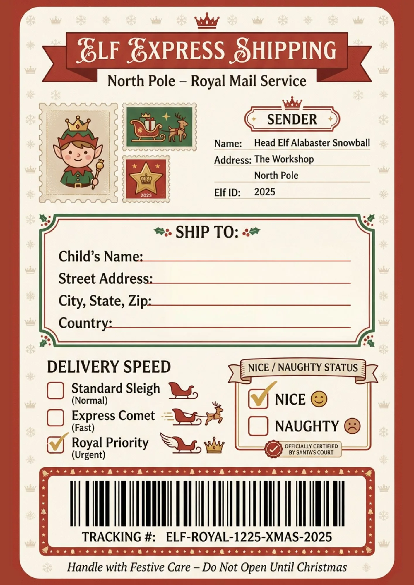 Royal Shipping Package Labels For Gifts 2