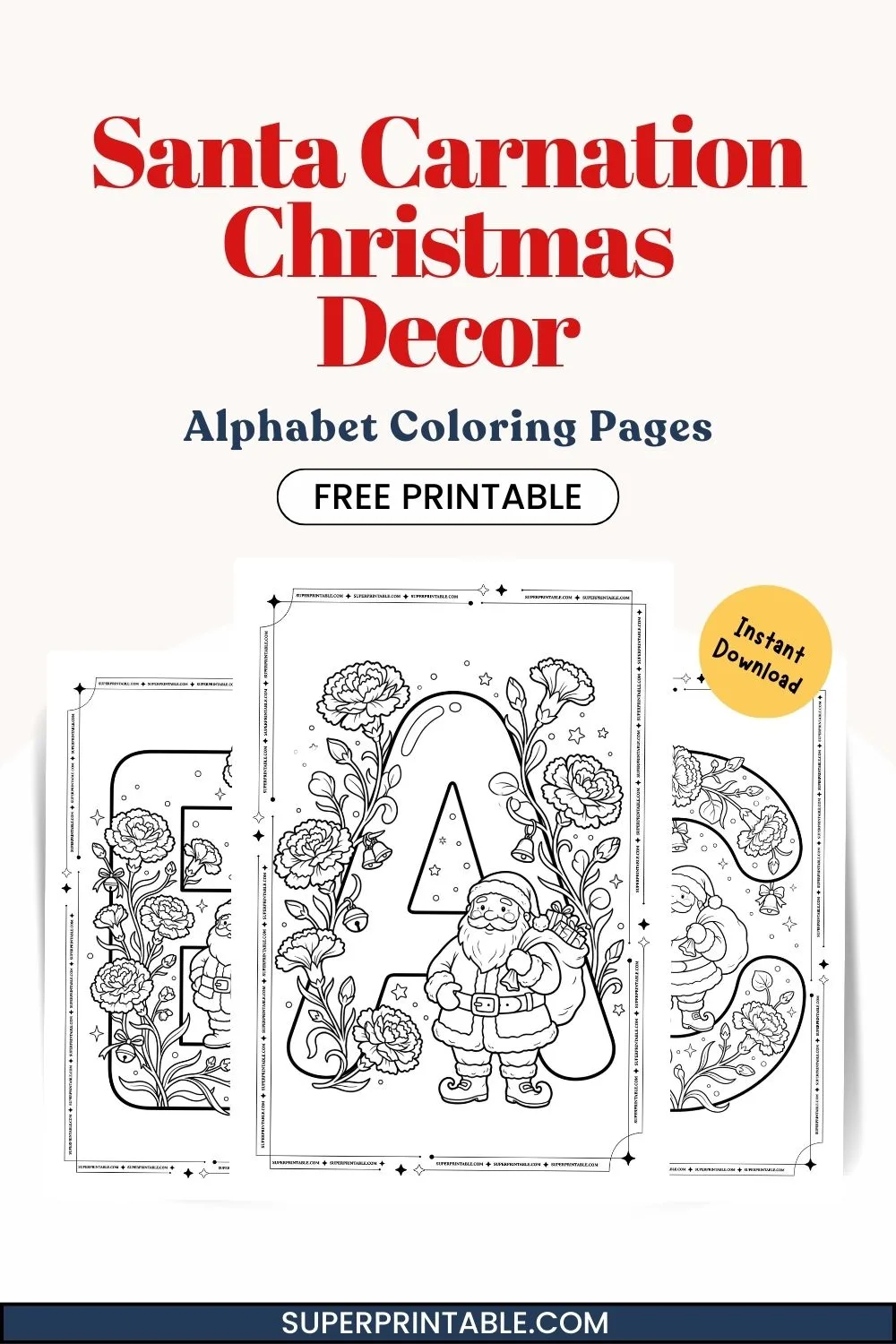 Santa Carnation Christmas Decor Alphabet Coloring Pages Pinterest Image