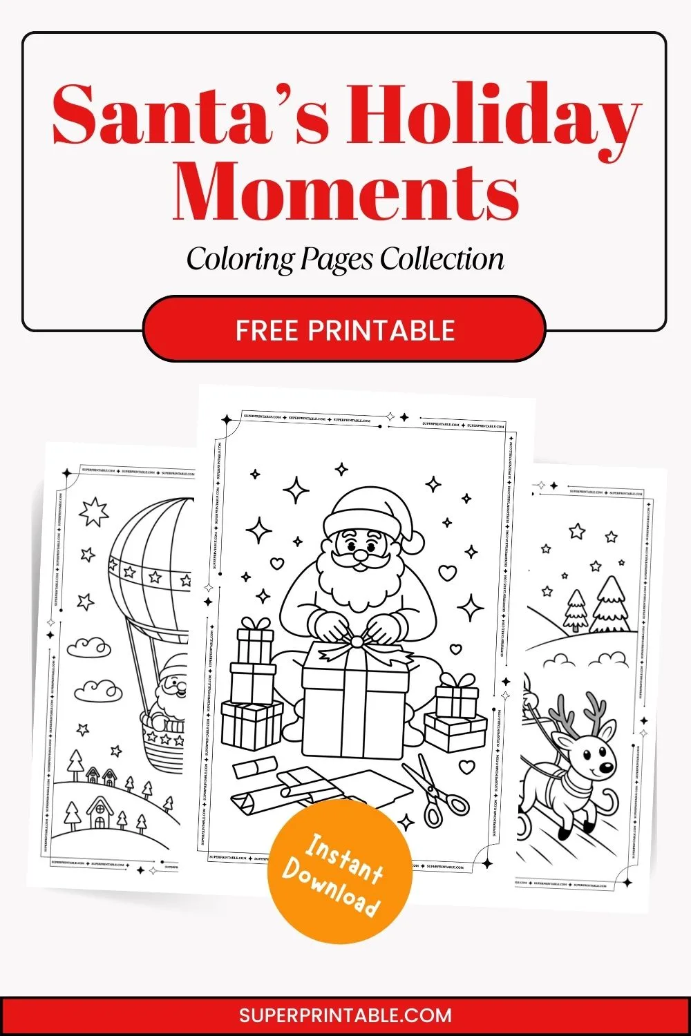 Santa’s Holiday Moments Coloring Pages Pinterest Image