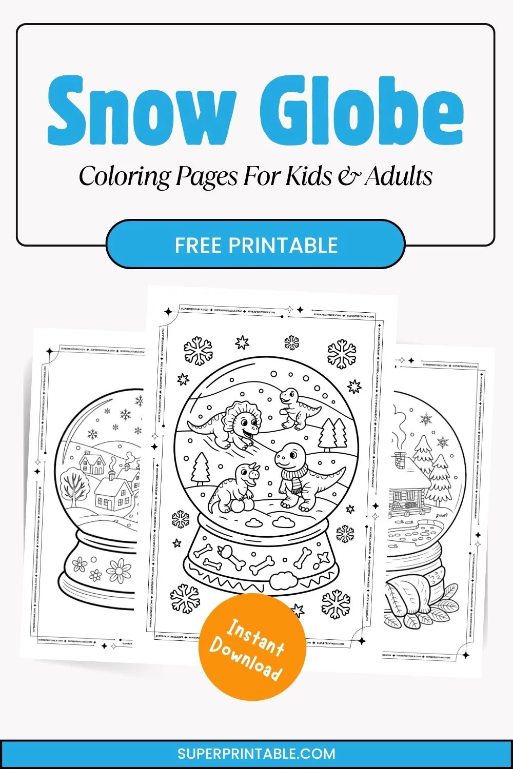 Snow Globe Coloring Pages For Kids & Adults Pinterest Image