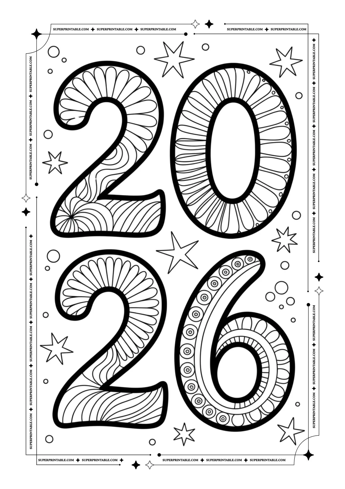 Welcome 2026 Doodle Coloring Pack 1