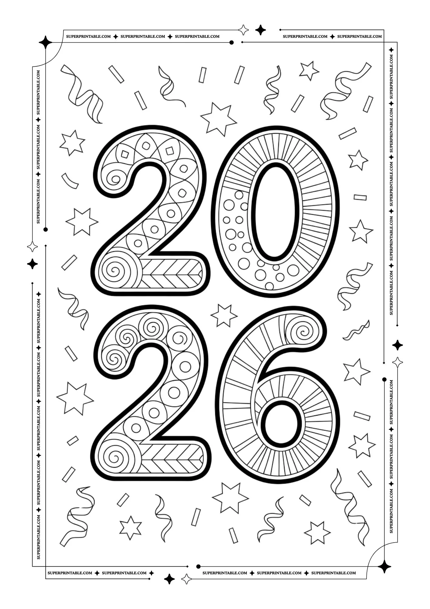 Welcome 2026 Doodle Coloring Pack 11