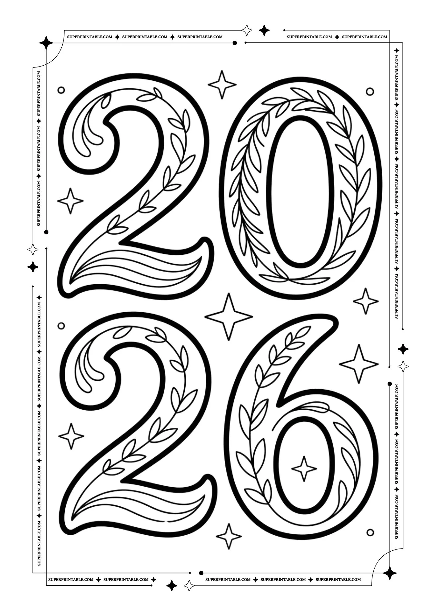 Welcome 2026 Doodle Coloring Pack 2