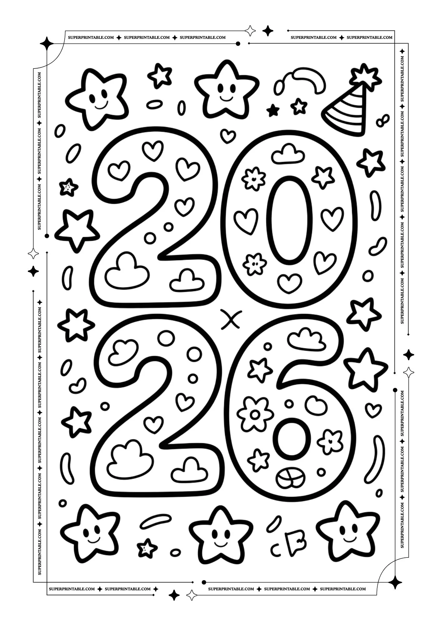 Welcome 2026 Doodle Coloring Pack 3