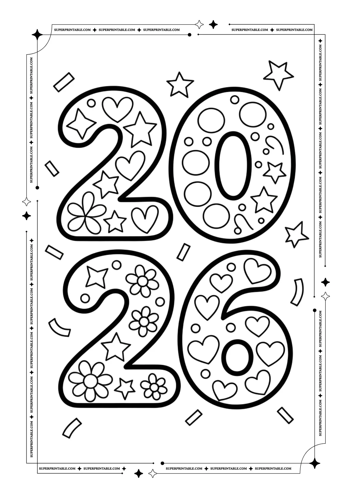 Welcome 2026 Doodle Coloring Pack 5