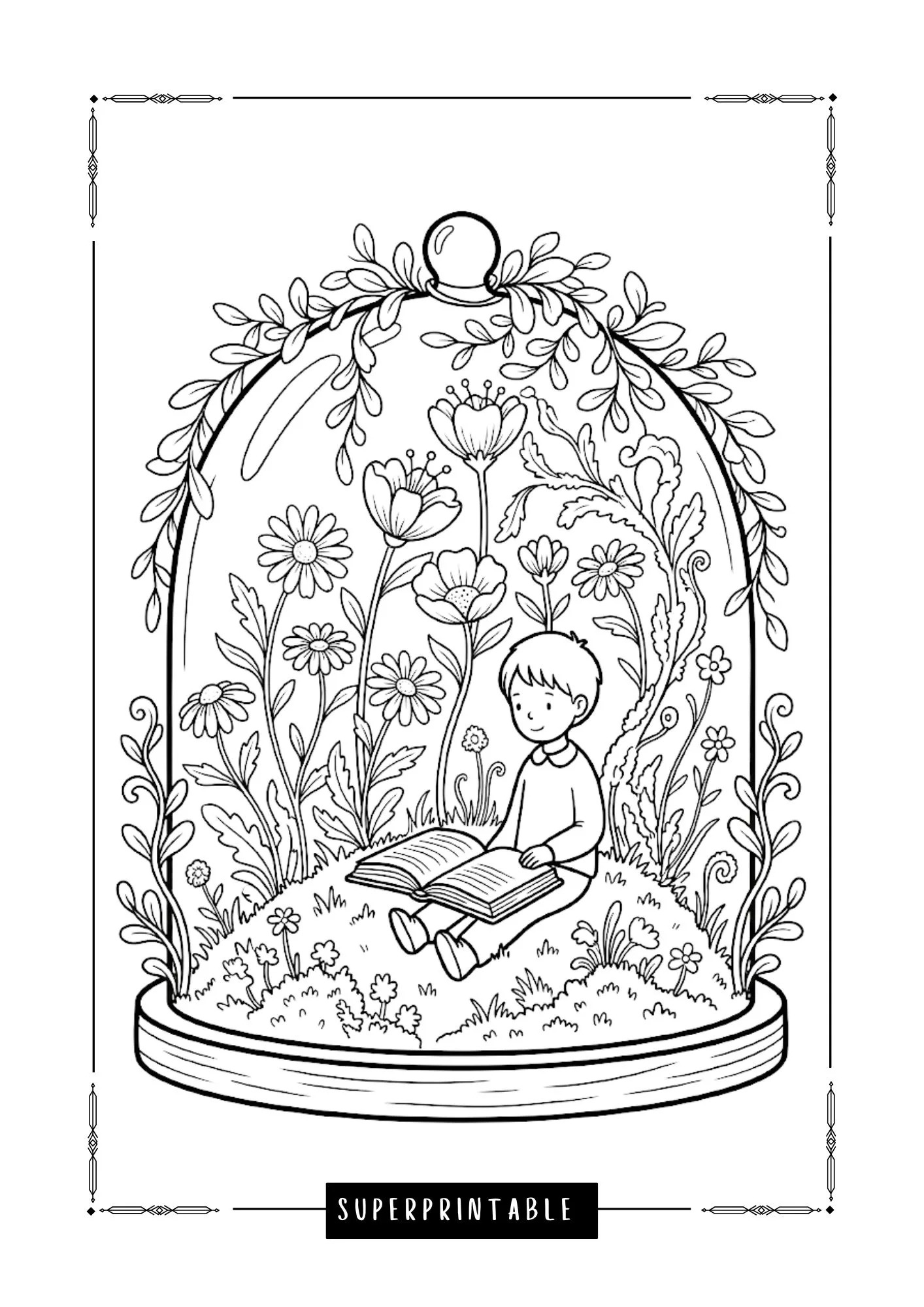 Where Stories Bloom Terrarium Coloring Pages 1
