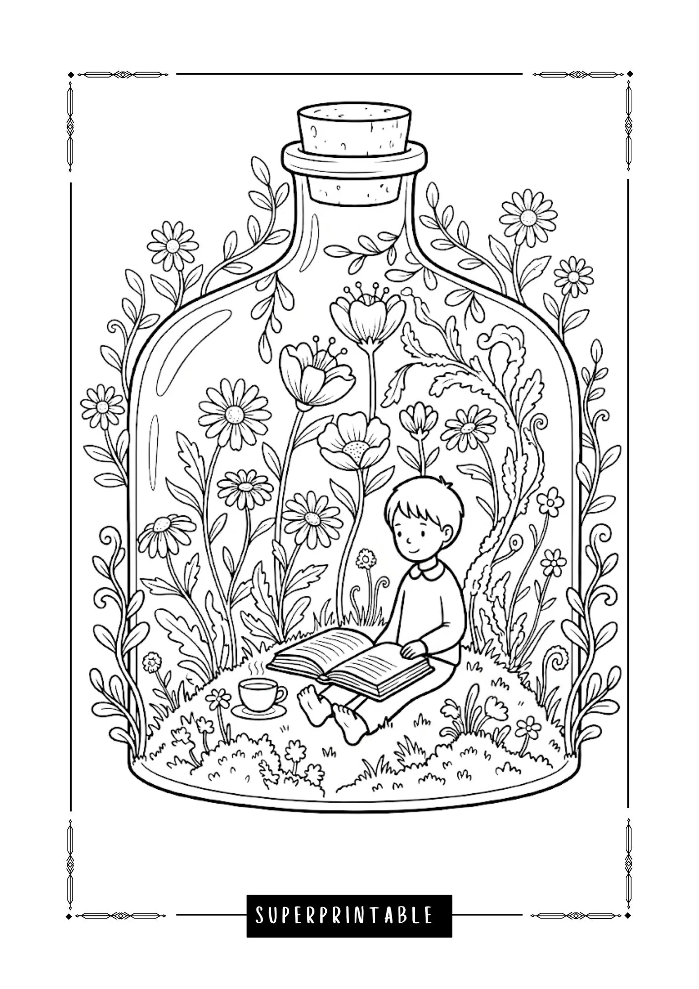 Where Stories Bloom Terrarium Coloring Pages 3