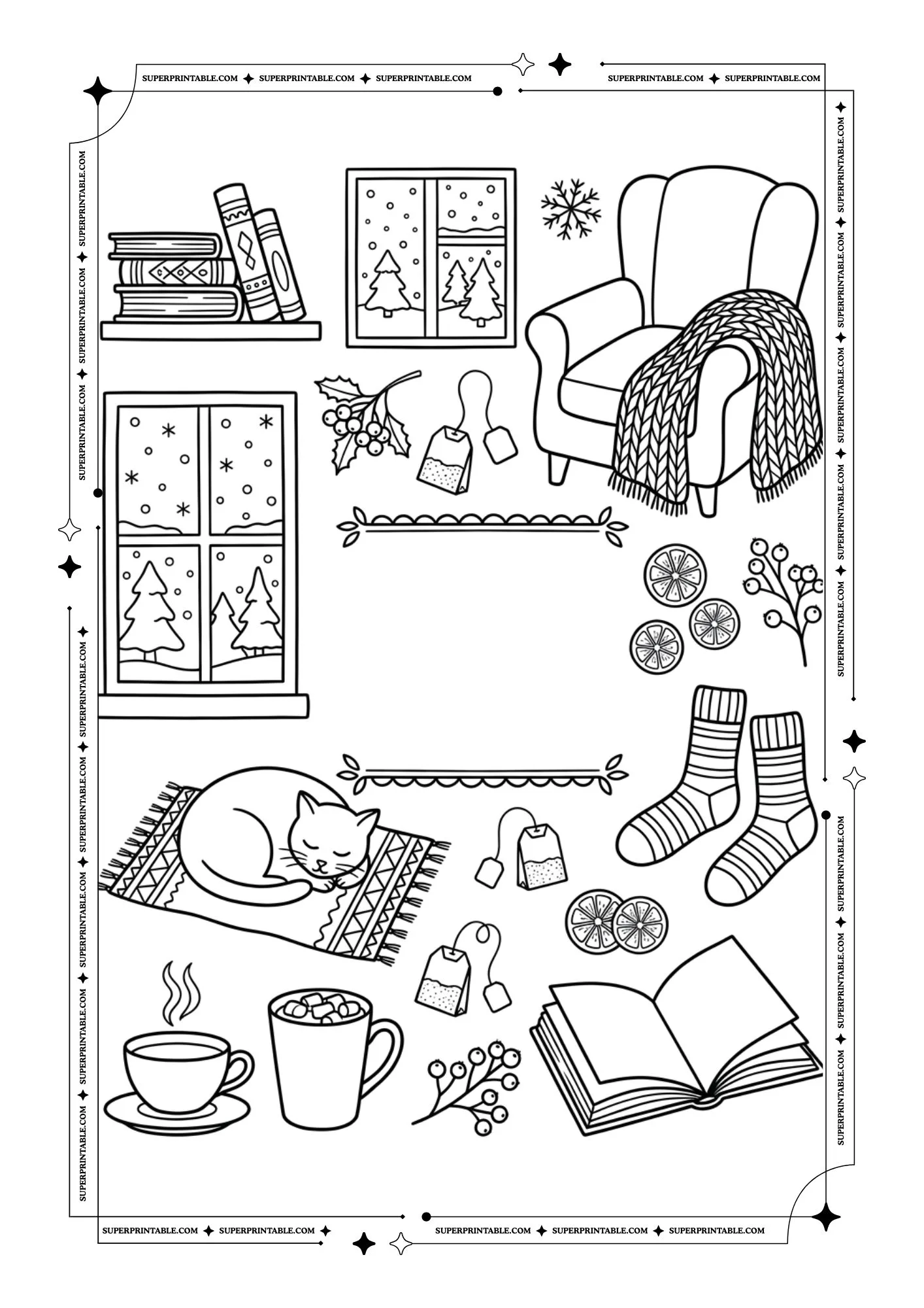Winter Warmth Coloring Pages 1