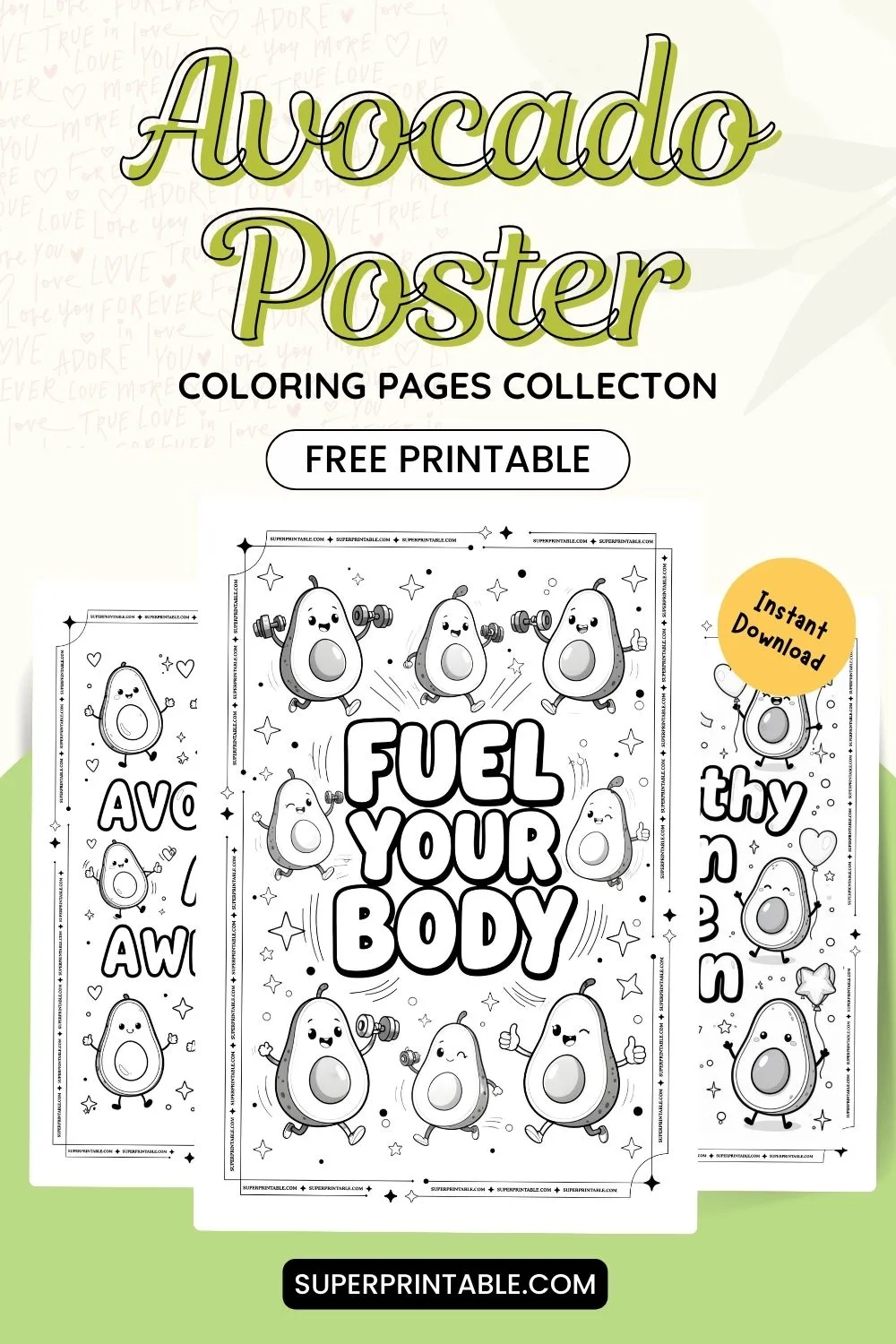 15+ Avocado Poster Coloring Pages Pinterest Image