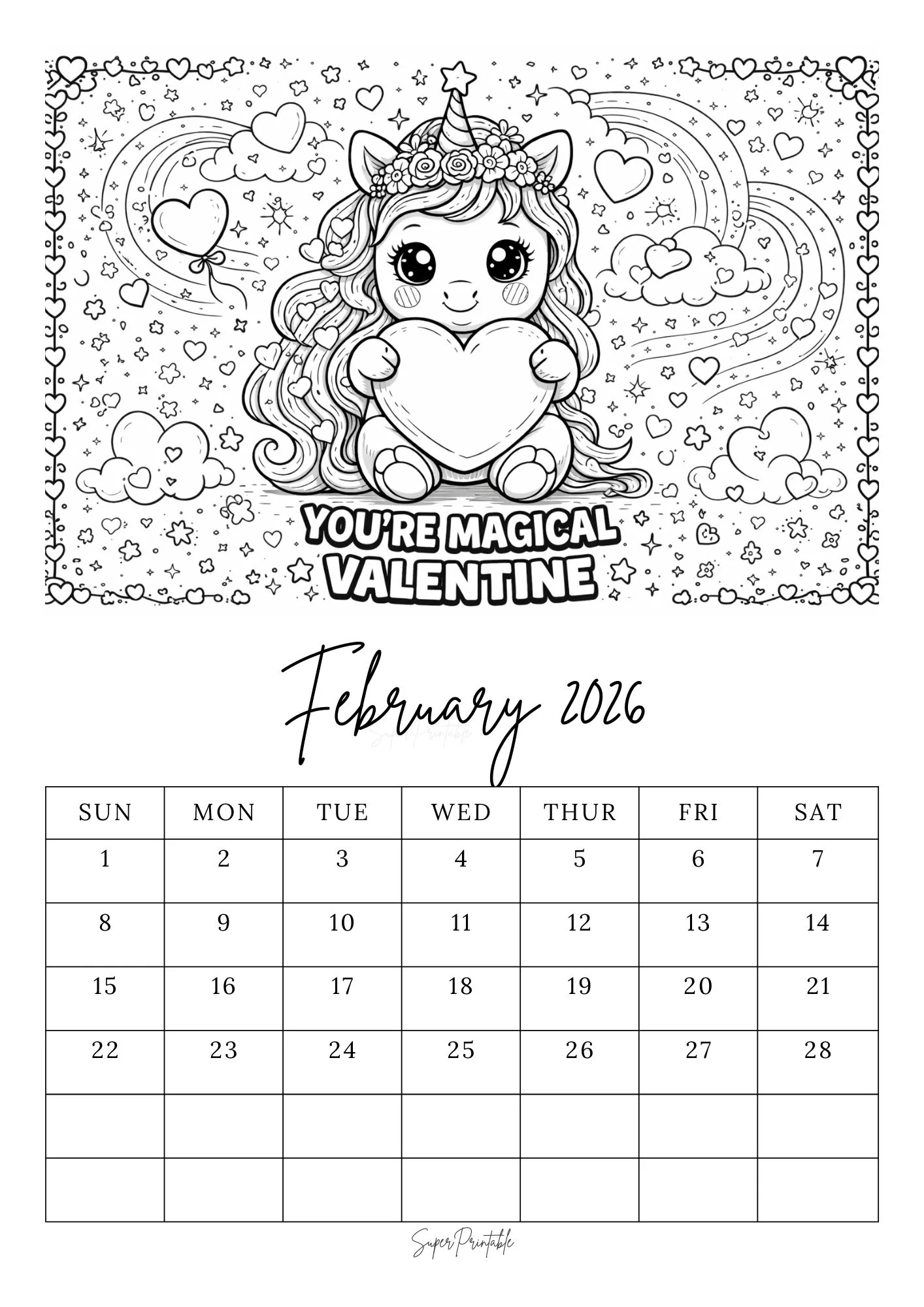 February Calendar Coloring Pages 5