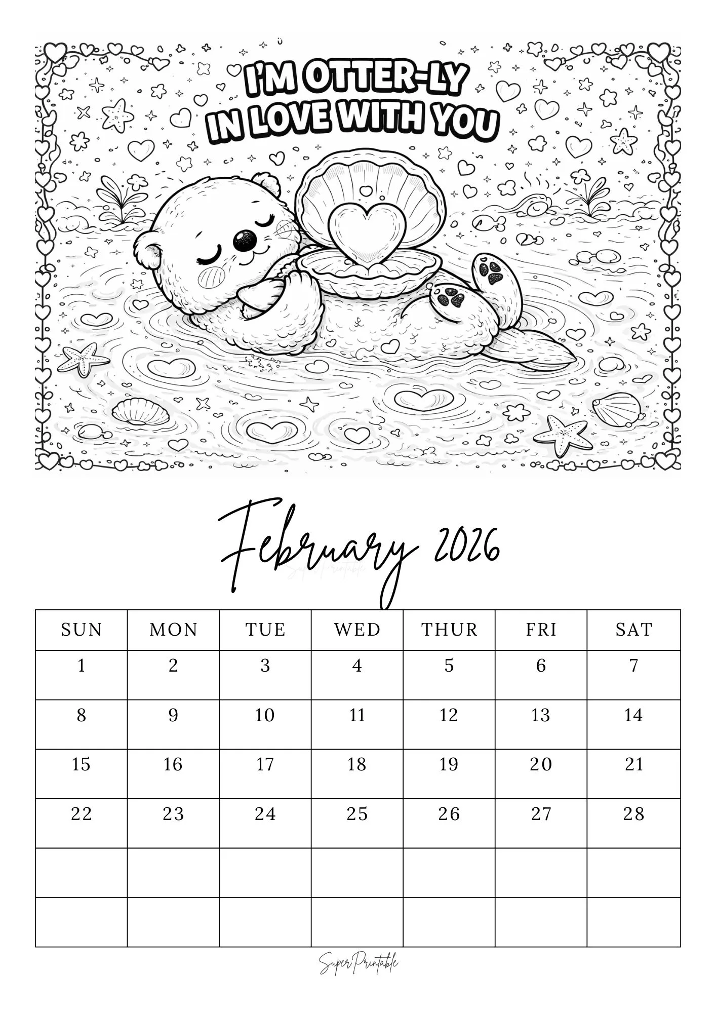 February Calendar Coloring Pages 6