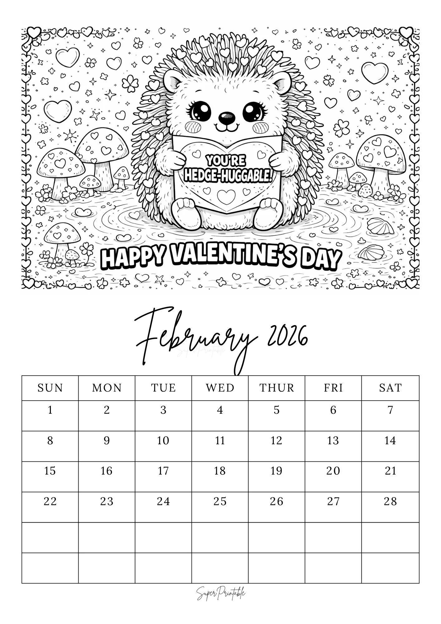 February Calendar Coloring Pages 7
