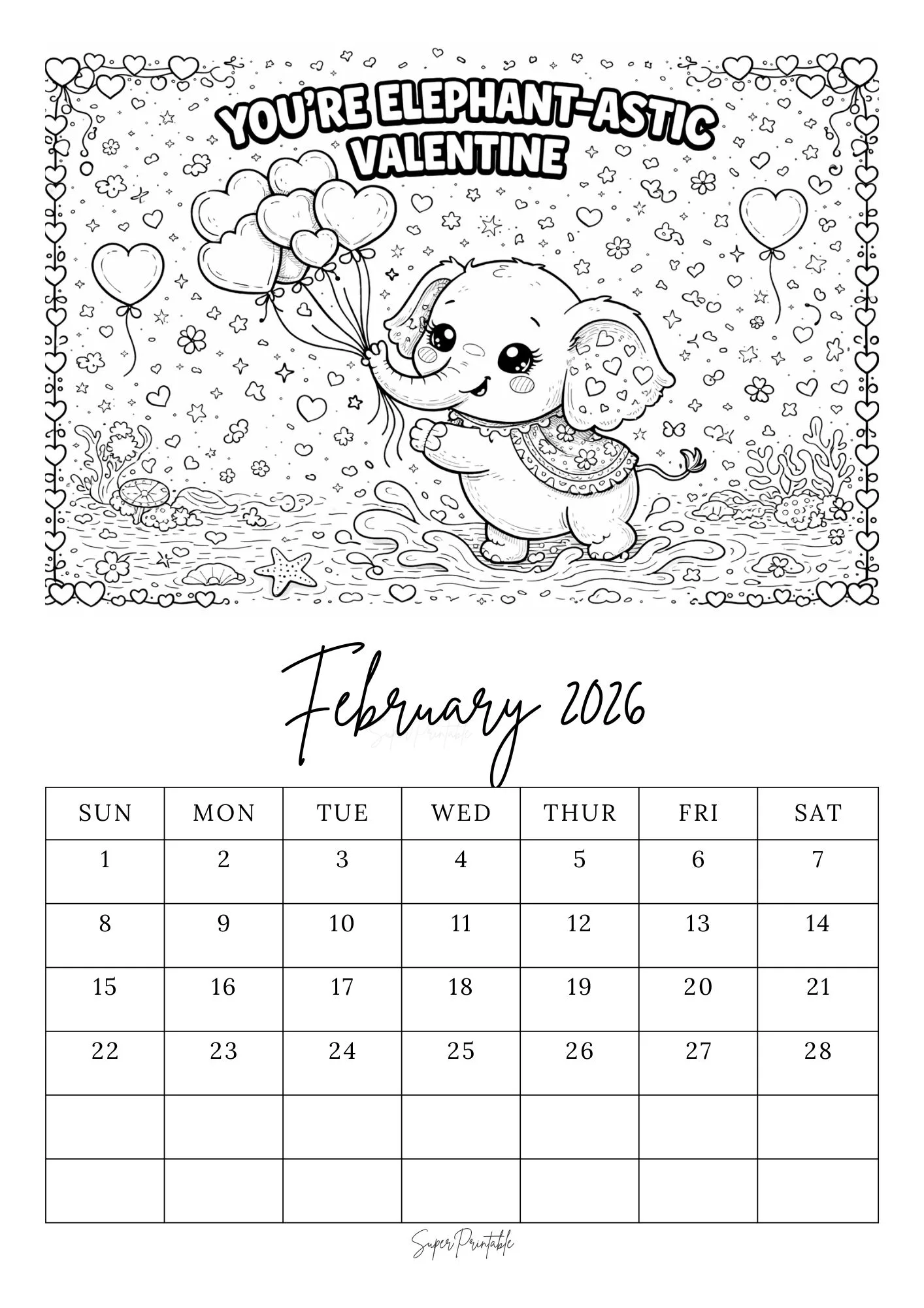 February Calendar Coloring Pages 9