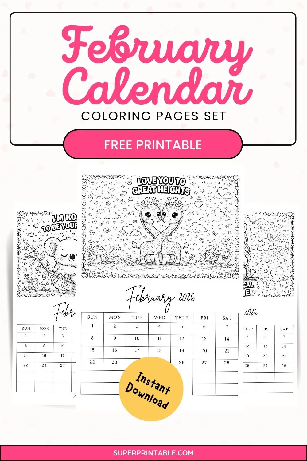15 February Calendar Coloring Pages Pinterest Image