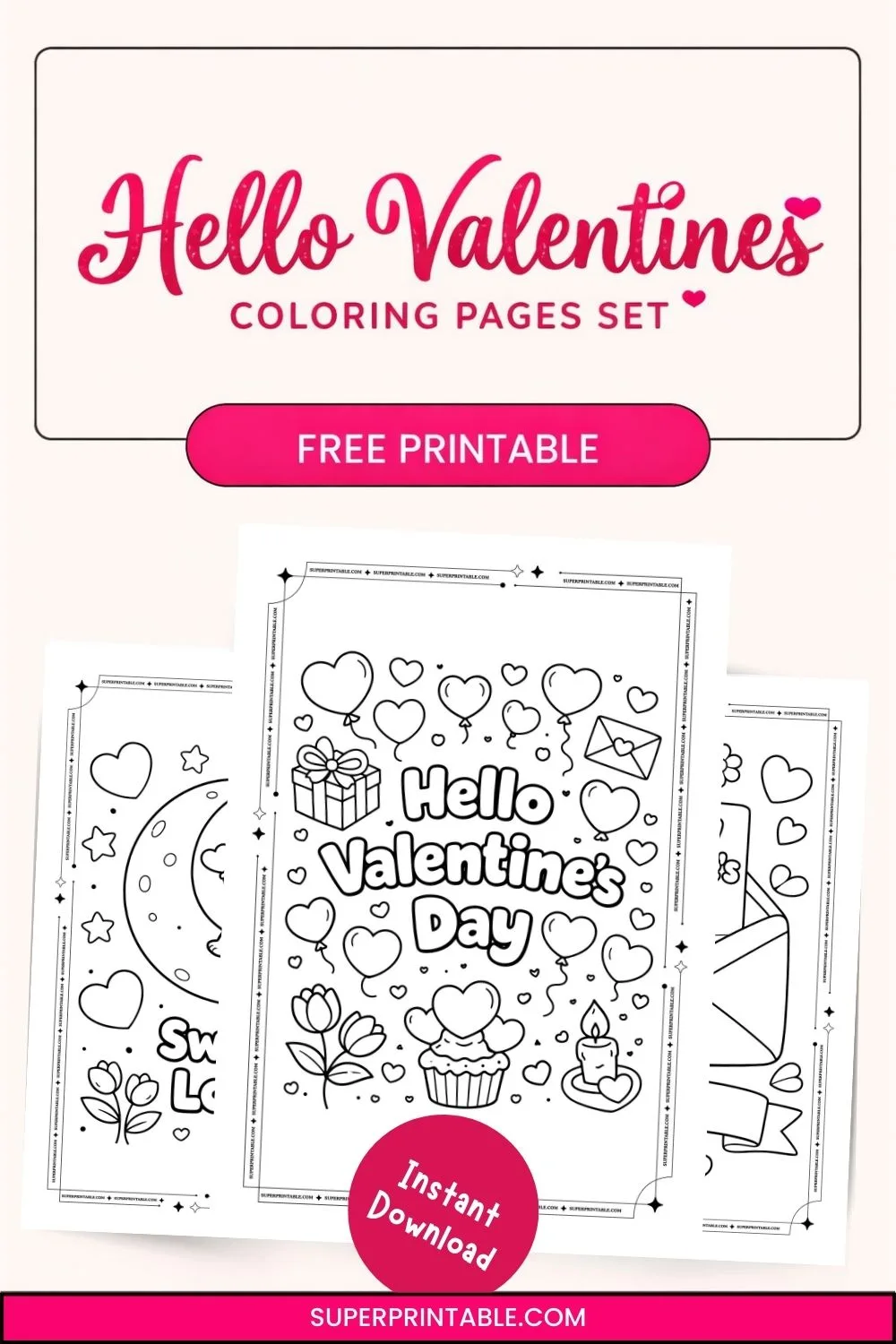 15+ Hello Valentines Coloring Pages Pinterest Image